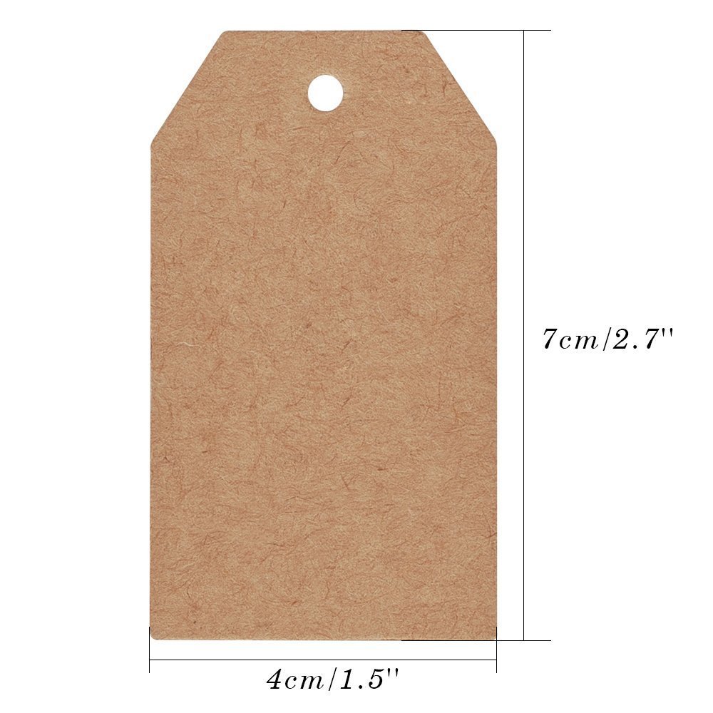 100 Pcs Christmas Gift Tags with String Kraft Paper Vintage Wedding Hang Tags 7x4cm with Natural Jute Twine - Image 3