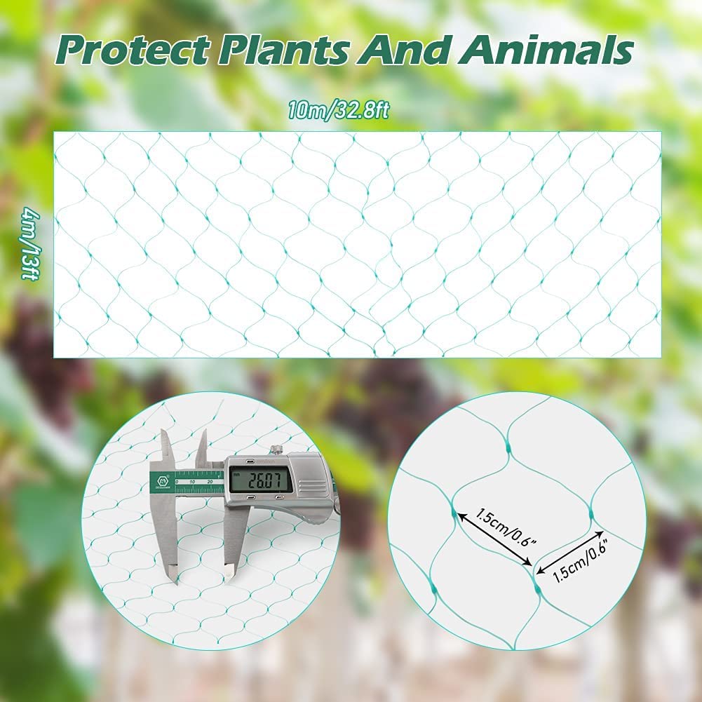 KINGLAKE 33 Ft x 13 Ft Green Garden Bird Netting,Green Garden Plant Netting,Garden Plant Fruits Fencing Mesh - Image 3